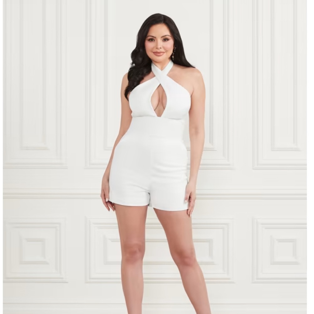 NWT Guess Marciano Iris halter, romper, jumpsuit, pale pearl, size 2